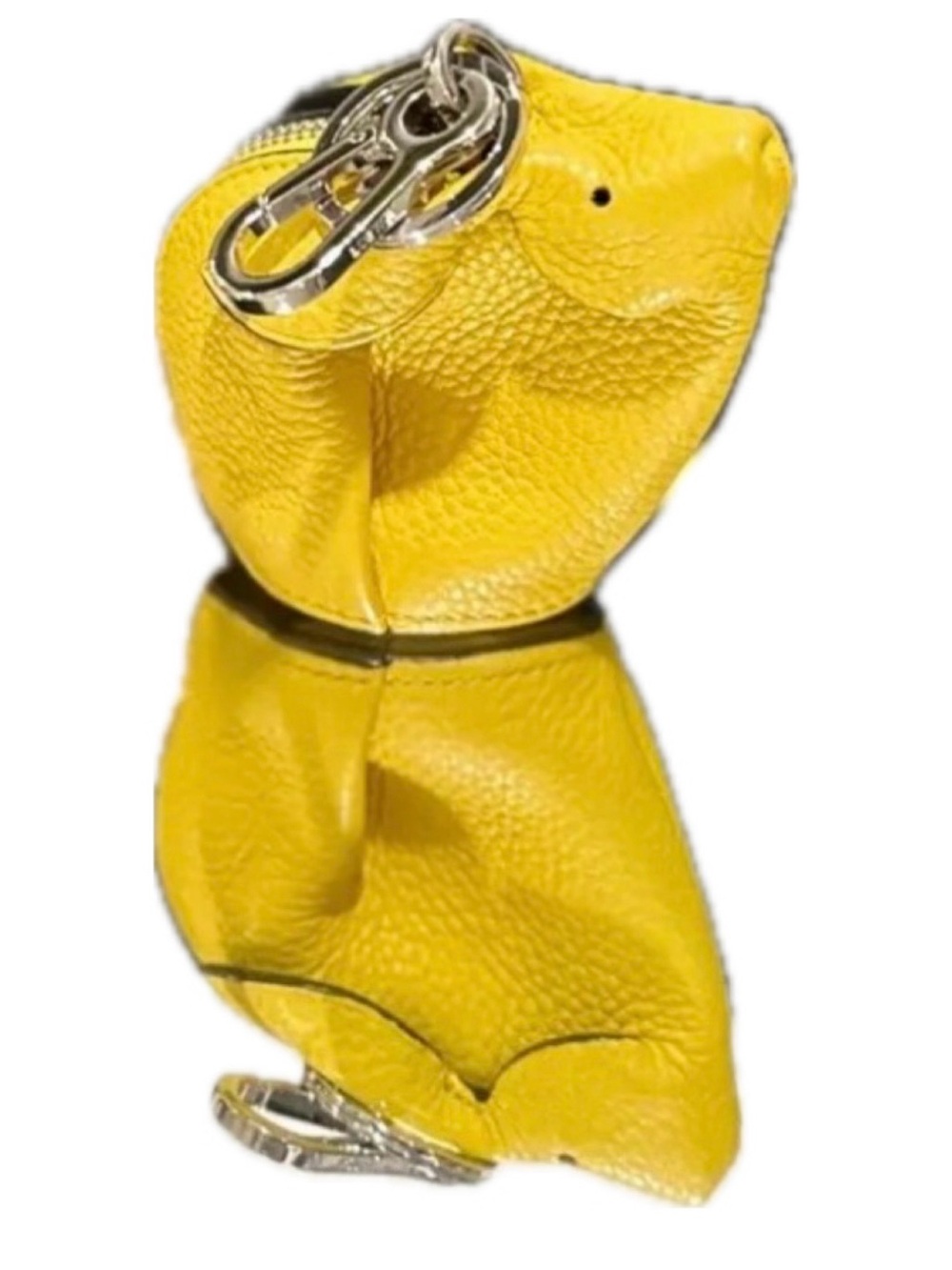 Loewe Yellow Leather Rabbit Key Chain with Silver Hardware